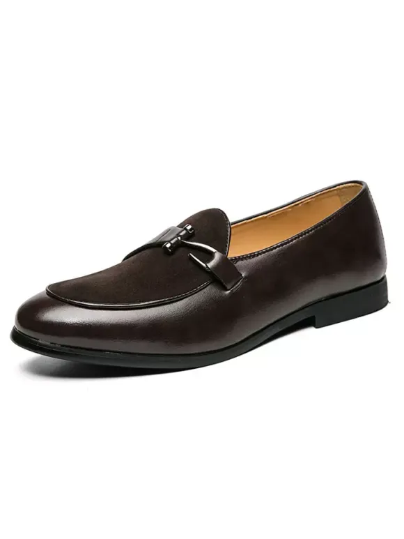 Men Monk Loafer Prom Party Wedding Shoes Slip-On Metal Details Round Toe Blue Loafers Prom Party Wedding Shoes
