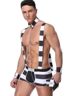Men Sexy Costume Bar Waiter Halloween 3 Piece Night Club Wear