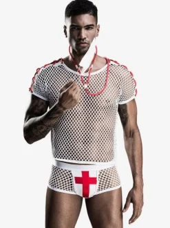 Men Sexy Costume Halloween Adult's Top Pants Night Club Wear Lingerie