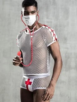 Men Sexy Costume Halloween Adult's Top Pants Night Club Wear Lingerie