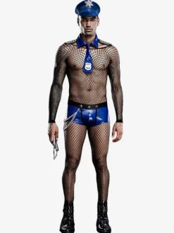 Men Sexy Costume Halloween Adult's Jumpsuit Cravat Hat Pants Night Club Wear Lingerie