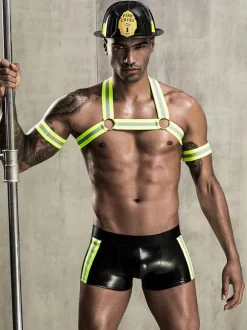 Men Sexy Costume Halloween Adult's Tights Headpiece Top Armwear Night Club Wear Lingerie