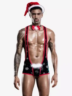 Men Sexy Costume Halloween Christmas Cravat Hat Polyester Night Club Wear