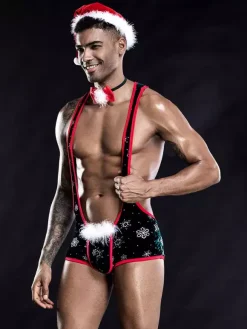 Men Sexy Costume Halloween Christmas Cravat Hat Polyester Night Club Wear