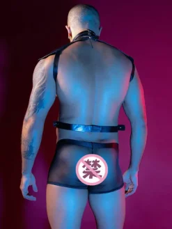 Men Sexy Costume Patent Leather Night Club Wear Sets