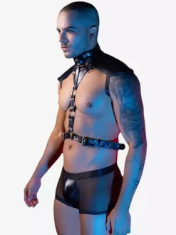 Men Sexy Costume Patent Leather Night Club Wear Sets