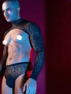 Men Sexy Costume Sheer See-through Night Club Wear Sets