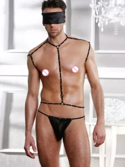 Men Sexy Roleplay Costume GString T-back Sets Night Club Wear