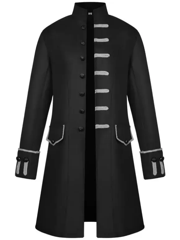 Men Vintage Coat Stand Collar Button Up Uniform Costume