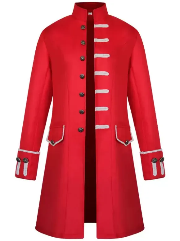 Men Vintage Coat Stand Collar Button Up Uniform Costume