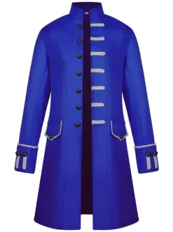 Men Vintage Coat Stand Collar Button Up Uniform Costume