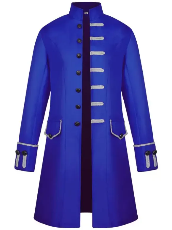 Men Vintage Coat Stand Collar Button Up Uniform Costume