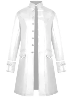 Men Vintage Coat Stand Collar Button Up Uniform Costume