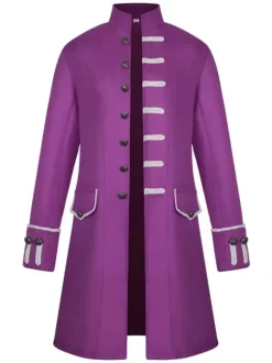 Men Vintage Coat Stand Collar Button Up Uniform Costume