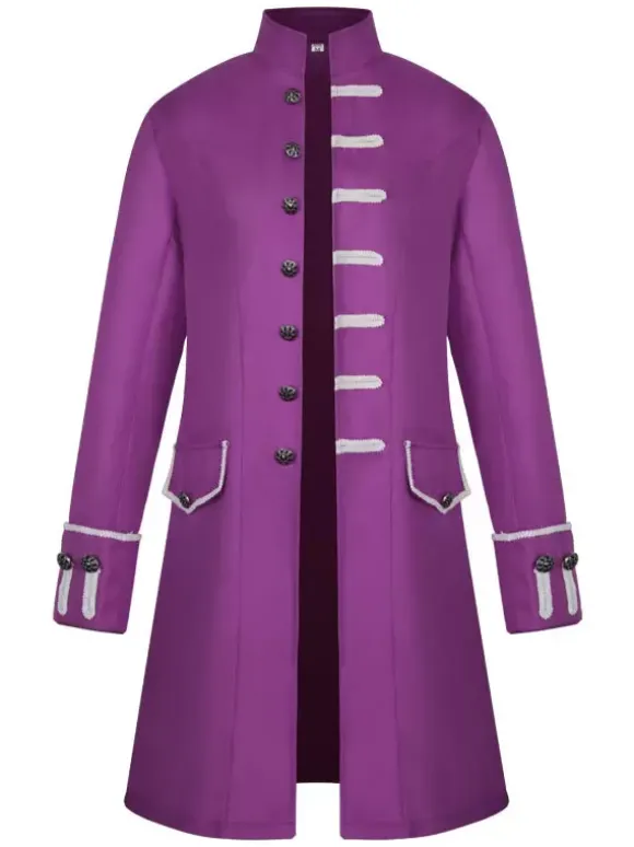 Men Vintage Coat Stand Collar Button Up Uniform Costume