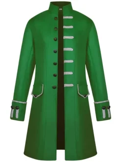 Men Vintage Coat Stand Collar Button Up Uniform Costume