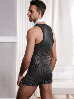 Men Waiter Roleplay Sexy Costume Pants Top Sets Night Club Wear