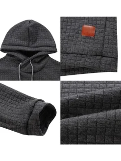 Men Activewear 2-Piece Set Long Sleeves Hooded Light Gray Activewear Outfit