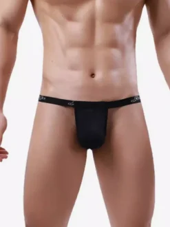 Men Adjustable Pouch Thong Low Rise Elastic Waistband Sexy G String Underwear