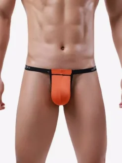 Men Adjustable Pouch Thong Low Rise Elastic Waistband Sexy G String Underwear