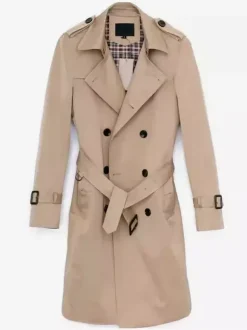 Men Belted Long Sleeve Double Breasted Coats