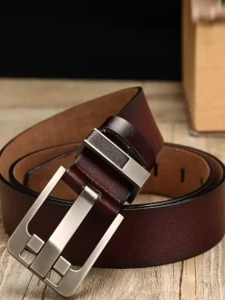 Men Belt Fashion Faux Leather Coffee Brown PU Leather Belt