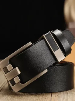 Men Belt Fashion Faux Leather Coffee Brown PU Leather Belt