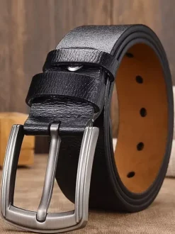 Men Belt PU Leather Fashion Black Belt