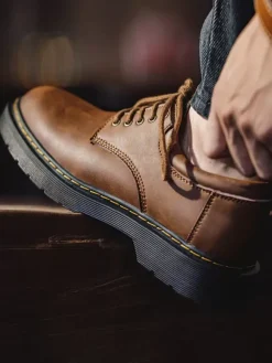 Men Brown Round Toe Lace Up Debby Shoes