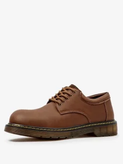 Men Brown Round Toe Lace Up Debby Shoes