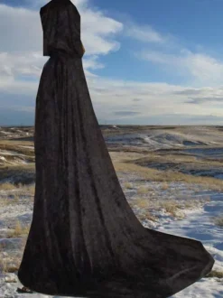 Men Christmas Black Ponchos Cloak Polyester Christmas Halloween Holidays Costumes