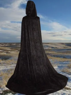 Men Christmas Black Ponchos Cloak Polyester Christmas Halloween Holidays Costumes