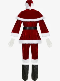 Men Christmas Costume Full Set Burgundy Polyester Fiber Hat Sash Gloves Polyester Color Block Christmas Holidays Costumes
