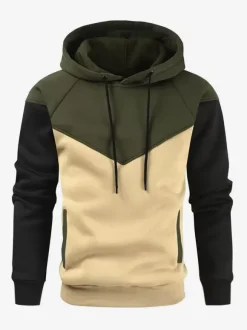 Men 3D Printed Hooded Sweatshirt Loose Long Sleeve Patchwork Hoodie