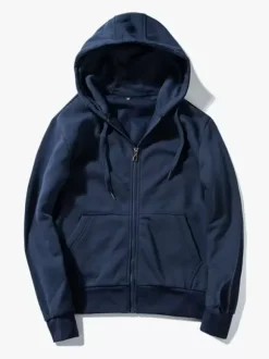 Men Hooded Cardigan Long-Sleeved Sweatshirt Jacket Plus Size Casual Trendy Thick Velvet Coat