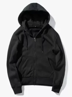 Men Hooded Cardigan Long-Sleeved Sweatshirt Jacket Plus Size Casual Trendy Thick Velvet Coat
