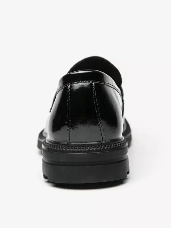 Men Horsebit Loafers Slip-on Leather Chunky Round Toe Shoes