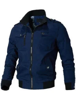 Men Jackets Casual Black Portrait Neckline Long Sleeves Fashionable Winter Coats