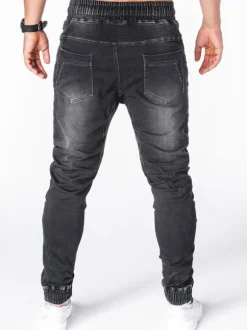 Men Jeans Chic Distressed Antique Design Skinny Blue Denim Pants