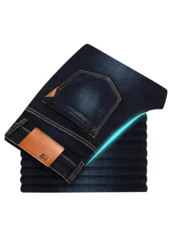 Men Jeans Chic Distressed Antique Design Skinny Light Sky Blue Denim Pants