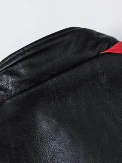 Men Leather Jackets PU Leather Windbreaker Black Patchwork Winter Coats