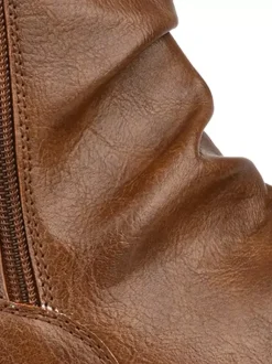 Men's Ankle Boots Round Toe Ruched Zip Up Booties