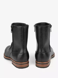 Men's Ankle Boots Round Toe Ruched Zip Up Booties