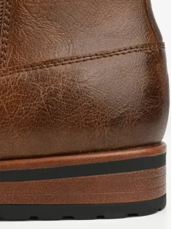 Men's Ankle Boots Round Toe Ruched Zip Up Booties