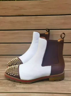 Men's Ankle Boots Round Toe Studed Flat Chelsea Boots
