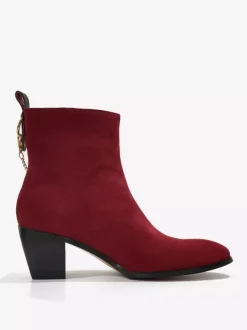 Men's Ankle Dress Chelsea Boots Burgundy Micro Suede Upper Pointed Toe Side Zipper Closure Prom Boots