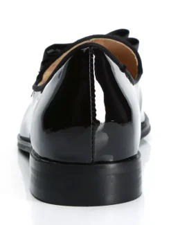 Mens Belgian Loafer Black Groom Shoes Square Toe Bow Slip On Wedding Dress Shoes Party Shoes