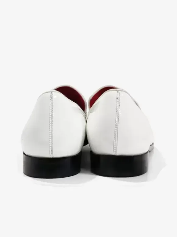 Men's Belgian Loafer Shoes Bows Round Toe Leather Prom Wedding Shoes