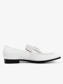 Men's Belgian Loafer Shoes Bows Round Toe Leather Prom Wedding Shoes