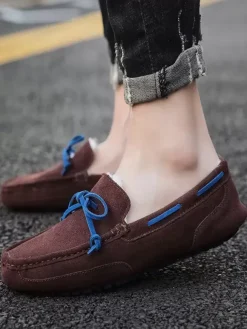 Men's Belgian Loafer Tie Warm Winter Driving Shoes